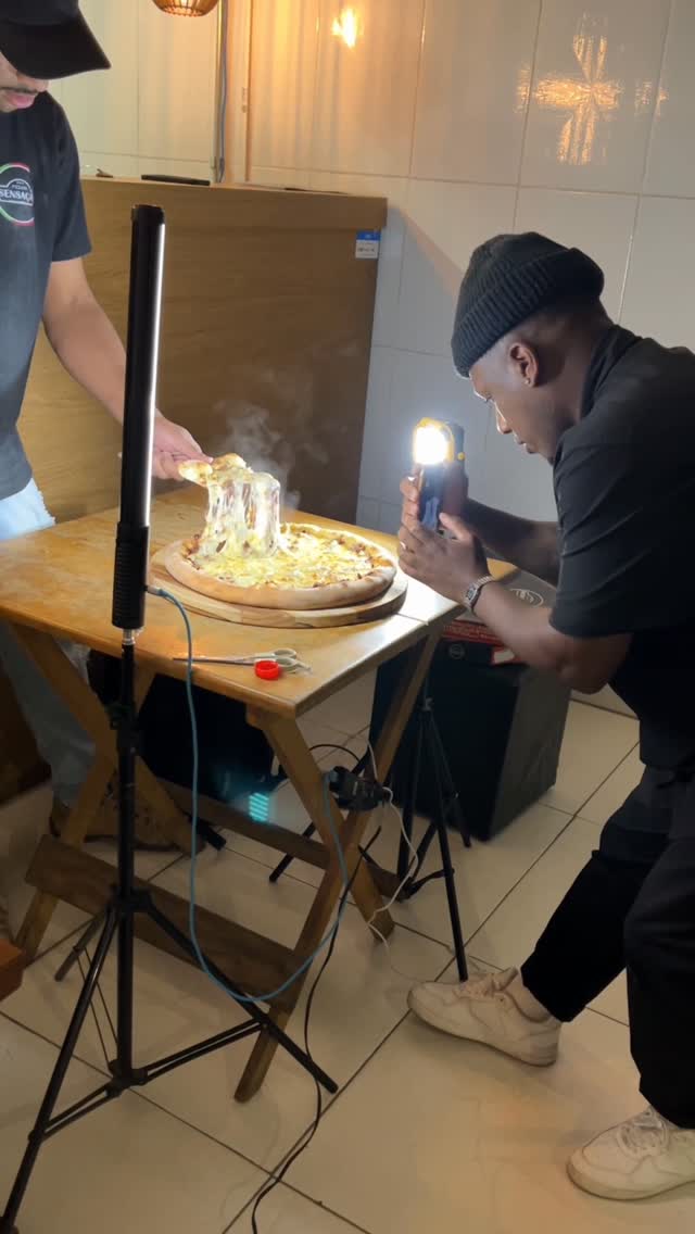 Bastidores de food styling pizza